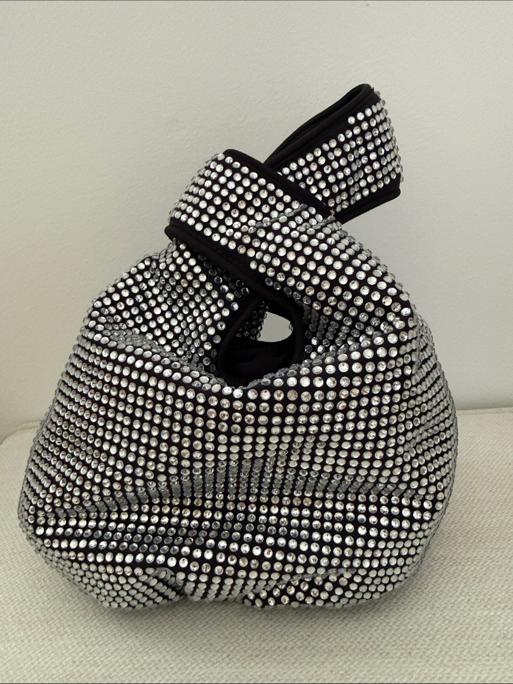 J. Crew Black Crystal-Embellished Mini Knot Handle Bag